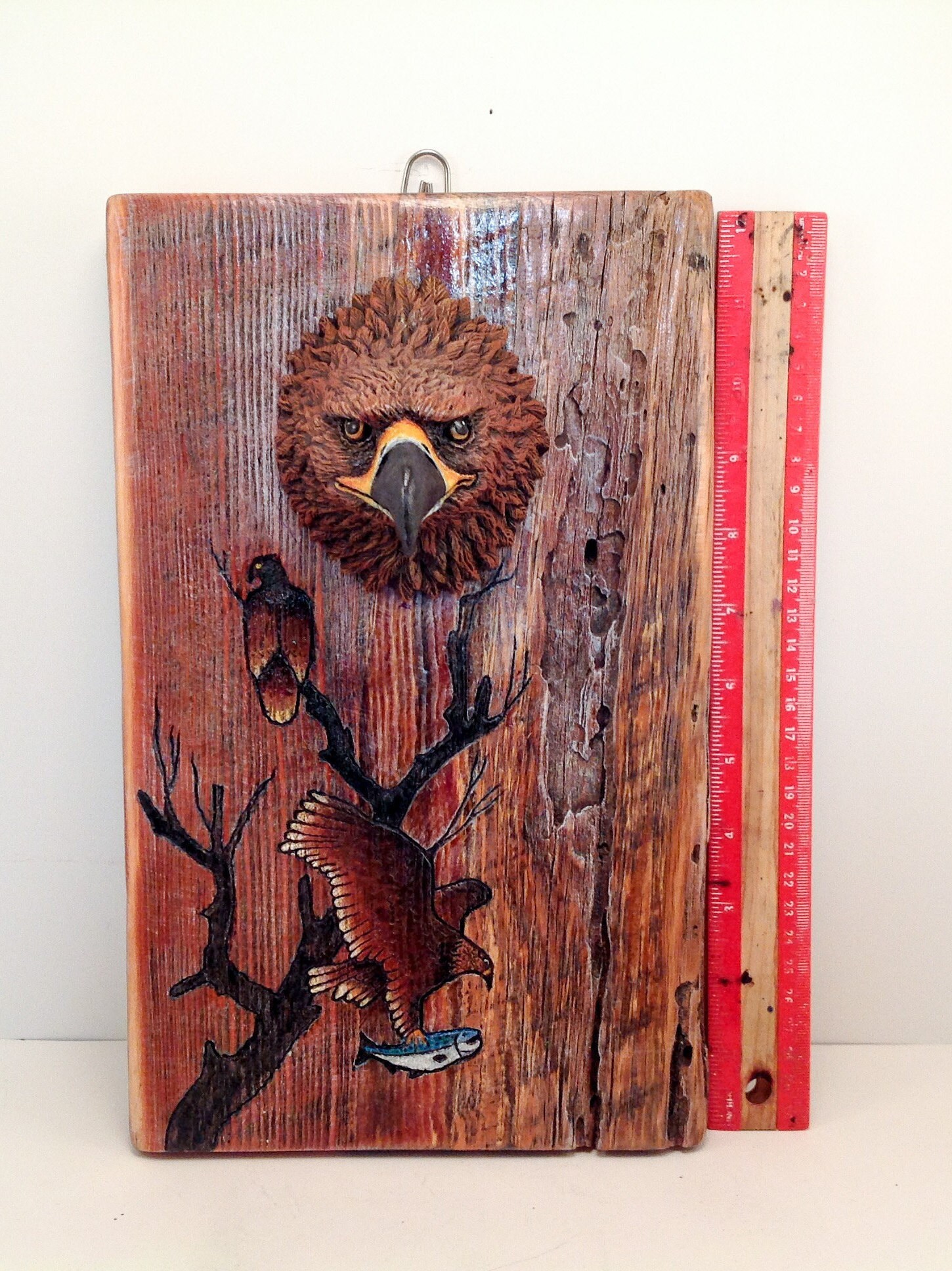 Golden Eagle Carved Wood, Eagle Wall Art, Hand Carved Barn Wood ...