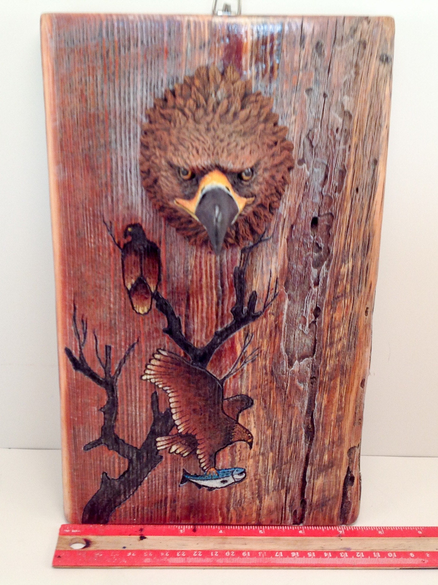 Golden Eagle Carved Wood, Eagle Wall Art, Hand Carved Barn Wood ...