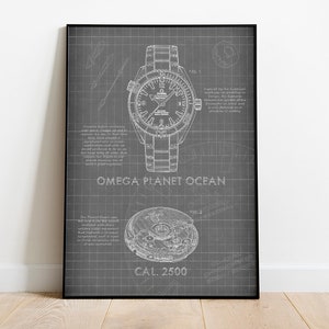 Omega Planet Ozean Blueprint Poster 50x70cm