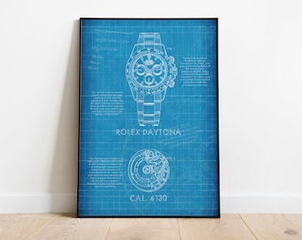 Rolex Daytona Blueprint Poster 50x70cm