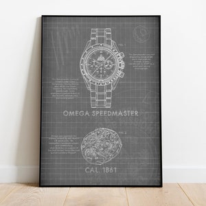 Omega Speedmaster Blueprint Poster 50x70cm