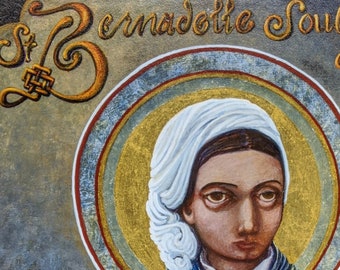 4x5 inch Saint Bernadette Soubirous of Lourdes Icon giclee print on fine art paper, signed and numbered by the artist