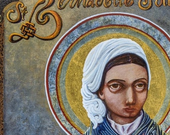8x10in Saint Bernadette Soubirous of Lourdes Icon giclee print on fine cotton archival paper, signed by the artist