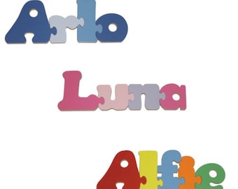 Name Jigsaw Personalised Childrens Puzzle Wooden handmade boys and girls names. Educational gift for young kids