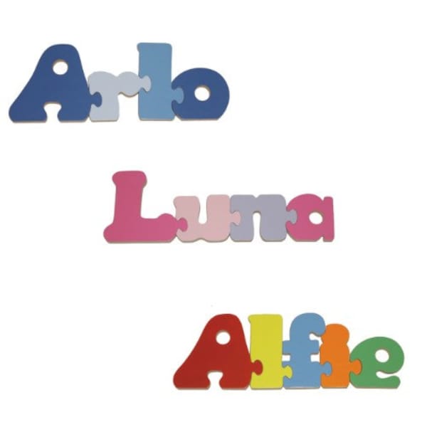 Name Jigsaw Personalised Childrens Puzzle Wooden handmade boys and girls names. Educational gift for young kids
