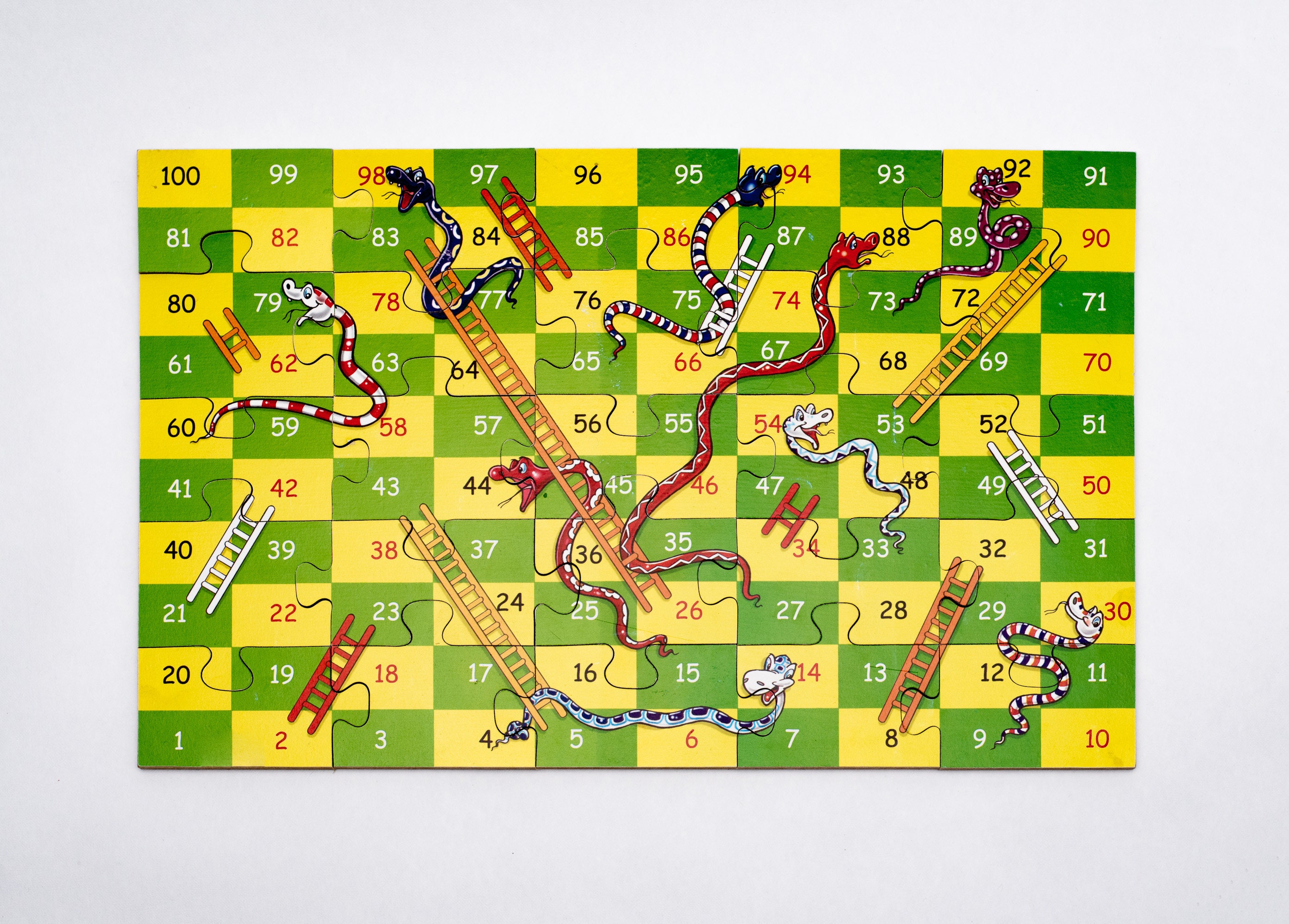 Wooden Snakes and Ladders Jigsaw Puzzle Childrens Game Etsy