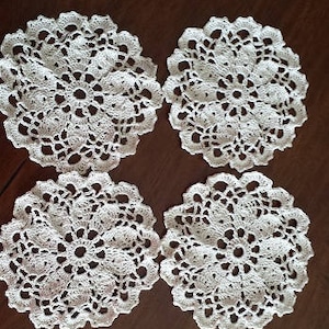 CROCHETED LACE COASTERS Doilies Set of 4
