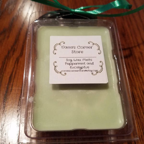 Soy Wax Melts, Sandalwood, Peppermint Eucalyptus and Cool Citrus Basil, clamshells, Day at the Spa, Cedarwood Vanilla, hand poured