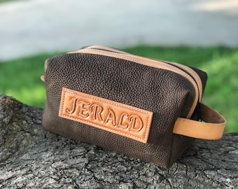 Personalized Leather Shave Kit Customized with Name or Initials