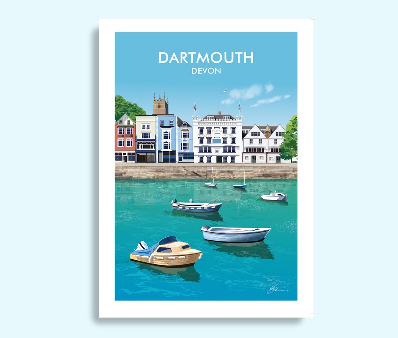 Dartmouth Print Dartmouth Harbour Poster Devon Travel Print. Etsy UK