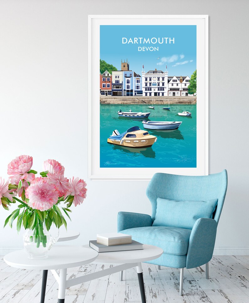 Dartmouth Print Dartmouth Harbour Poster Devon Travel Print. Etsy UK