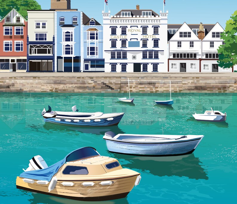 Dartmouth Print, Dartmouth Harbour Poster, Devon Travel Print. SIGNED