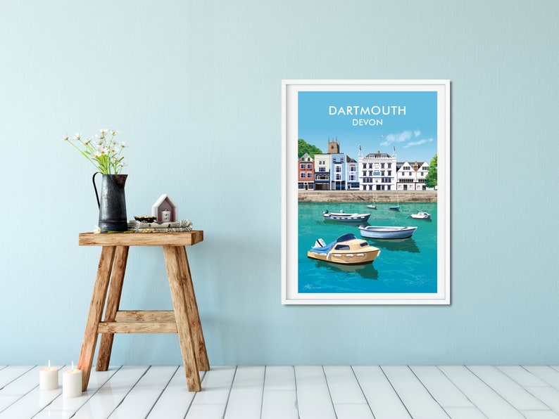 Dartmouth Print Dartmouth Harbour Poster Devon Travel Print. Etsy UK