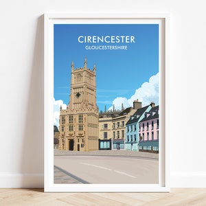 Cirencester art print, CIrencester cathedral art, Gloucestershire travel print poster. SIGNED original art by Geraldine Burles