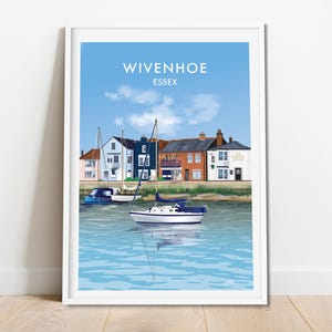 Stampa di Wivenhoe, Wivenhoe Colchester, arte di viaggio di Colchester. Opera originale FIRMATA da Geraldine Burles