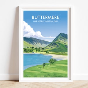 Buttermere prints, Lake District art, Cumbria England, National Park prints, art print poster. National Park print, art, poster.