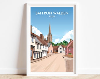 Saffron Walden print, Essex travel print. SIGNED ART by Geraldine Burles