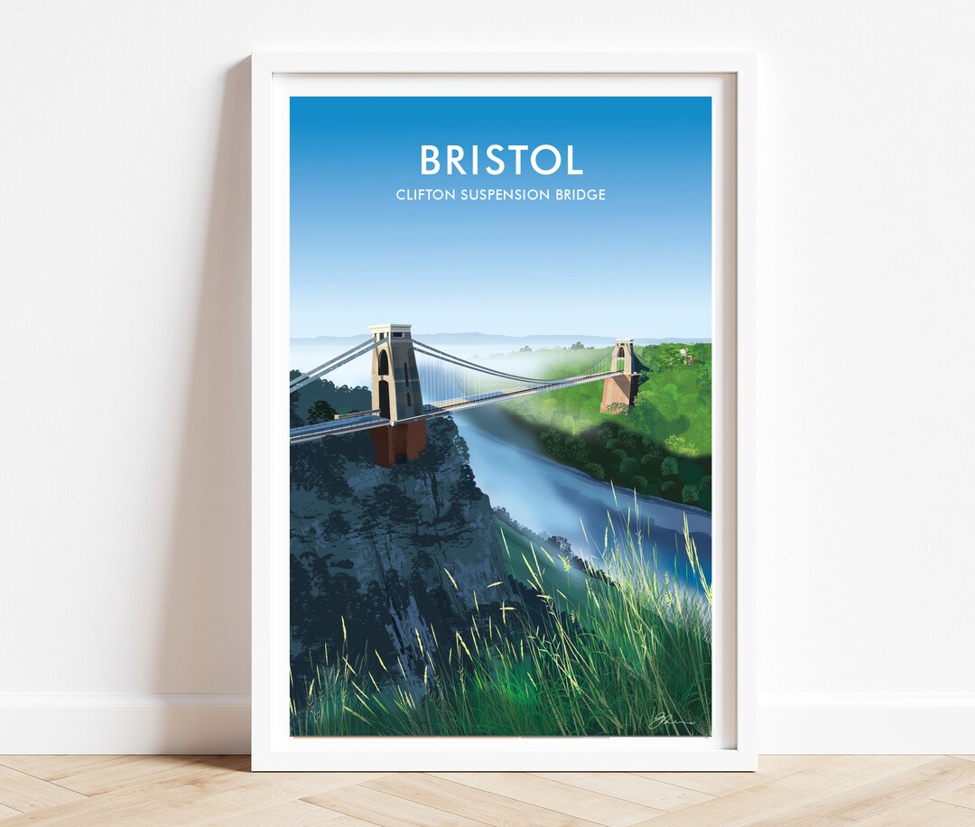 Bristol Prints, Clifton Suspension Bridge Print, Somerset Travel Print Poster. SIGNED Original ...