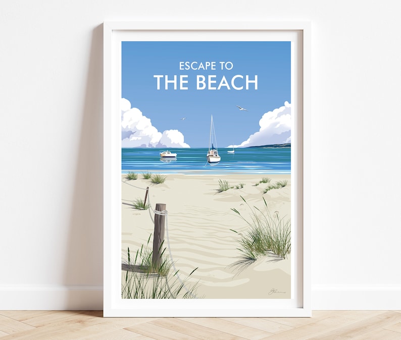 Escape to the Beach inspiring quotes print coastal wall art Etsy