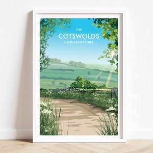Cotswolds painting, Cotswolds countryside art, Cotswolds travel print, landscape art. SIGNED original art by Geraldine Burles