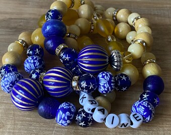 Ukraine Blue and Yellow Bracelet, a stretchy handmade bracelet