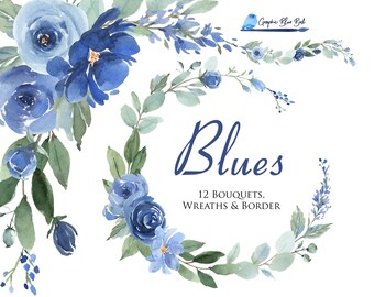 Blue Flower Border Etsy Blue Flower Border Etsy