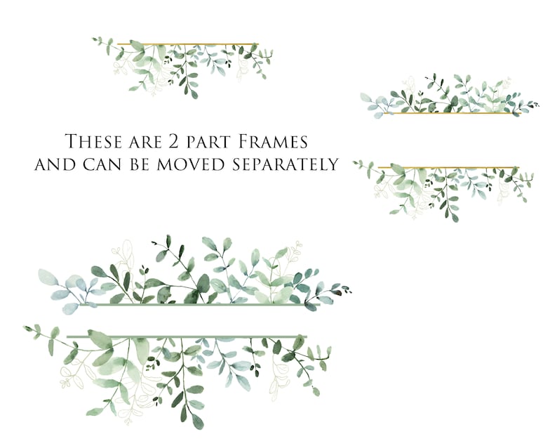 Eucalyptus Branches, Wreaths and Frames, Greenery Watercolor Clip Art ...