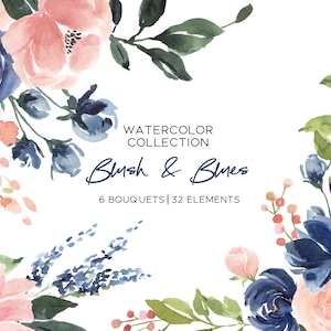 Blush & Blue Flowers, Pink and Blue PNG Flowers, Pioenen en Rozen Arrangementen , Baby Shower, Wedding Invitation, Floral Bouquets, Elements