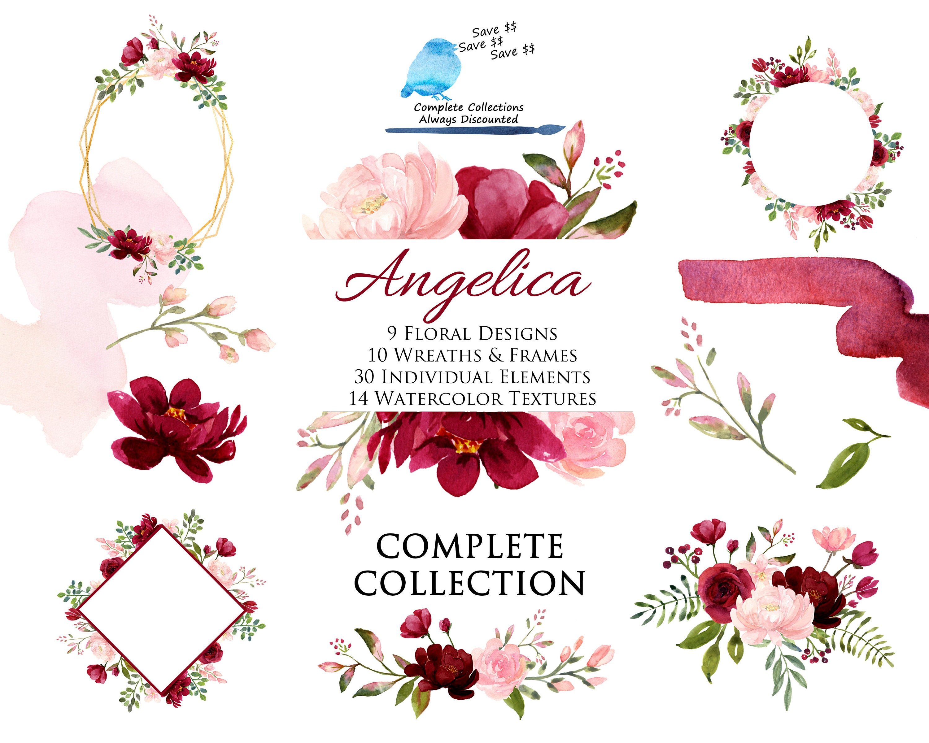 Large Bundle Collection Angelica Blush And Etsy
