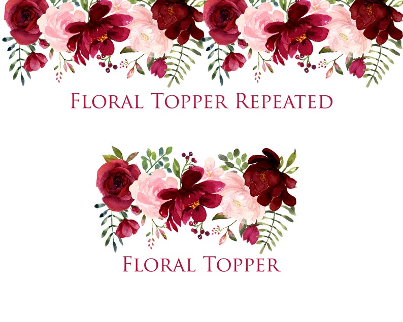 Blush and Burgundy Flowers Watercolor Clipart Collection | Etsy