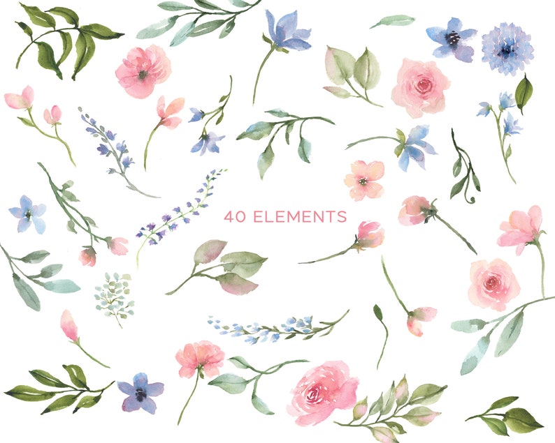 Pink and Blue Flowers Baby Shower Gender Reveal Blush Pink Etsy