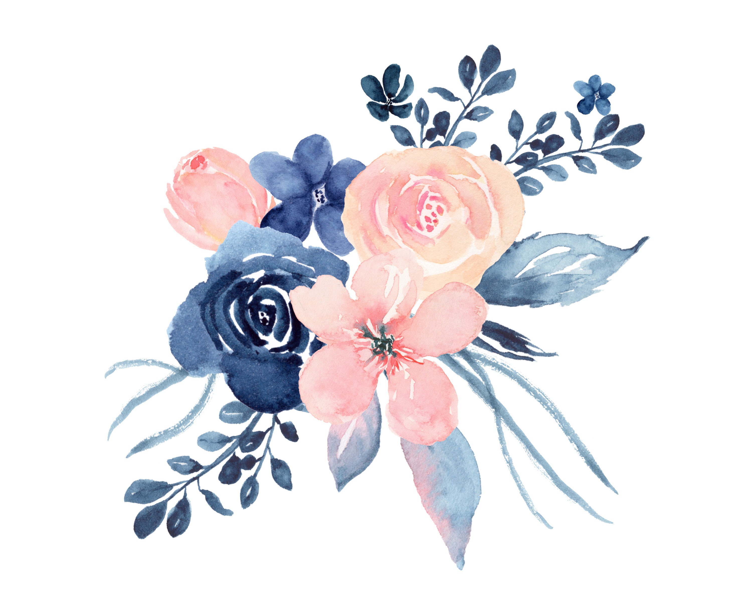 Blush & Navy Flowers Nine Designs Floral Topper Border and | Etsy