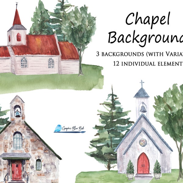 Churches Background Images, Wedding Chapel Background, Watercolor Background, Wedding Photography Background Image, Watercolor Church