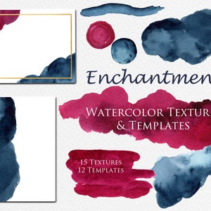 Textures et modèles d’aquarelle marine et bourgogne, fond d’aquarelle bleu marine, lavis d’aquarelle de Bourgogne, coups de pinceau