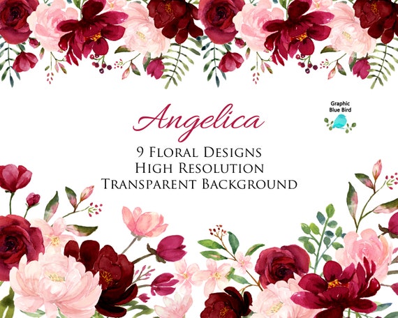 blush and burgundy flowers watercolor clipart collection burgundy wedding floral designs hand painted flowers for diy wedding invitations burgundy design