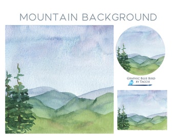 Mountain Background, Mountain Landscape, Watercolor landscape scene, Social Media Background, Rural Scene, Instagram Background, Wedding