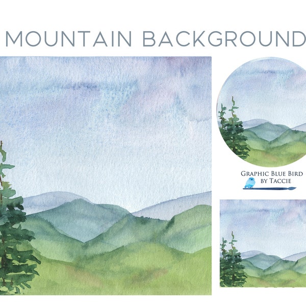 Mountain Background, Mountain Landscape, Watercolor landscape scene, Social Media Background, Rural Scene, Instagram Background, Wedding