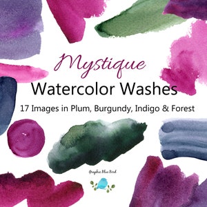 Arrière-plans aquarelles en prune, bourgogne, indigo et vert forêt Aquarelle Arrière-plan Textures, Fond aquarelle, Coup de pinceau