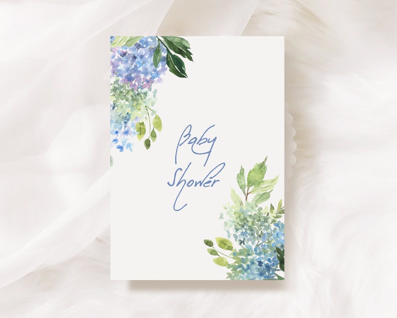 Blue Hydrangeas Transparent Background, Blue Watercolor Flowers and Pink Hydrangeas with Greenery image 5