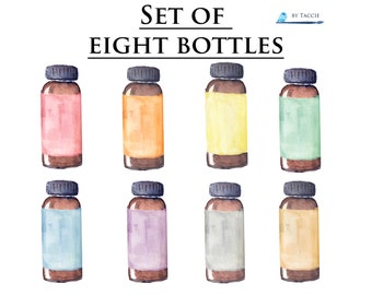 Set of Essential Oil Bottles in Eight colors