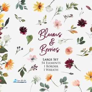 Fleurs et baies, Éléments individuels, Bordure, Couronne florale, Fleurs de Bourgogne, Fleurs d’automne, Mariage d’hiver, Mariage d’automne, Fleurs marron
