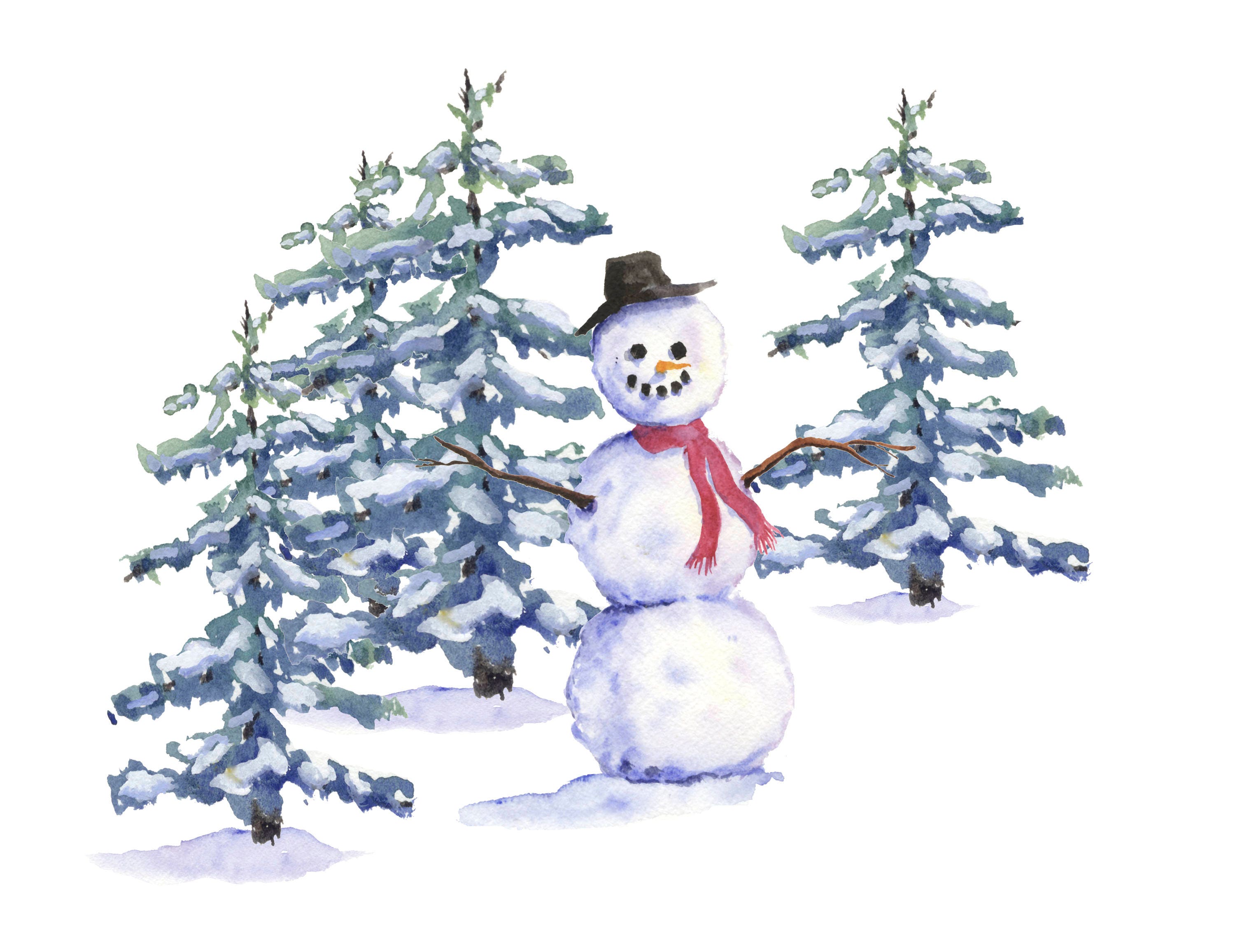 クリスマス 水彩画 雪だるま 1_0379dd30be39a6349a3ca75f3c4c