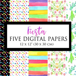 Fiesta Clip Art Kit, Picado banner, Pinata, Guitar, Mexican Flowers, Latino Party Designs, Watercolor Clip Art, Cactus, Frames & Borders image 6