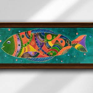MADE TO ORDER Fish Painting: Colorful Acrylic Wall Art (8x24)