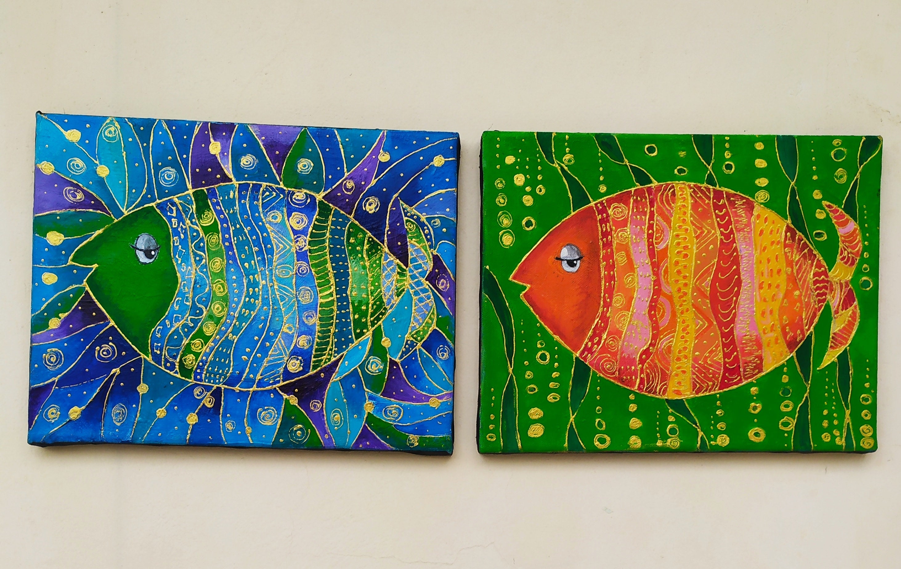 Fish Artwork Fish Painting Wall Art Aquarium Fantasy Fish | Etsy