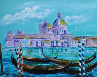 Venice Painting Italian Original Art Grand Canal Artwork Venice Wall Art 10 by 14" by NinaPaintingGr