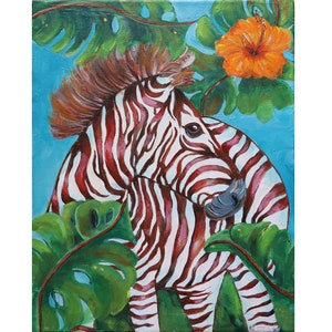 Zebra Original Painting Zebra Artwork Colorful Zebra Painting   Abstract Zebra Painting Zebra Wall Art by NinaPaintingGR