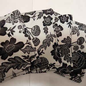 Black Flower Coasters 4pk