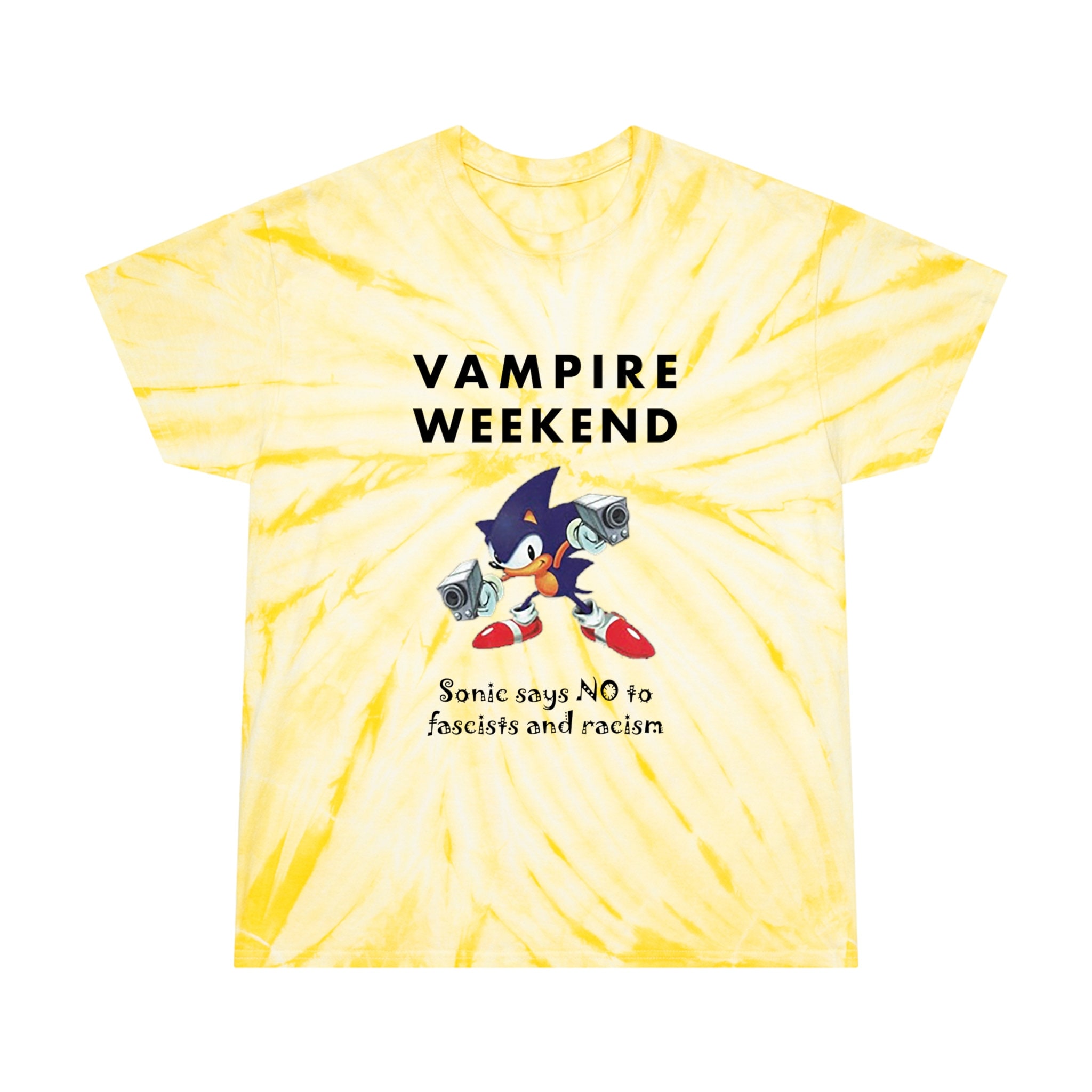 Tie-Dye Vampire Weekend Sonic Says NO to Fascists and Racism Tee
