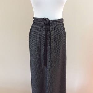 1970s Vintage Black/Silver Metalic Check Knit Maxi Skirt image 1